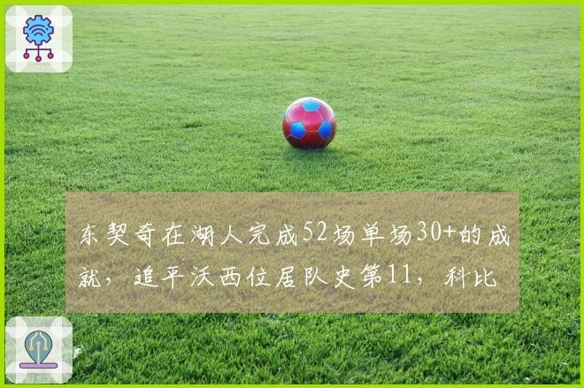 东契奇在湖人完成52场单场30+的成就，追平沃西位居队史第11，科比以431次领跑。